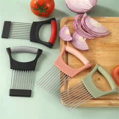 Creative Onion Fork Slicer Stainless Steel Loose Meat Needle Tomato Potato Vegetables Fruit Cutter Safe.