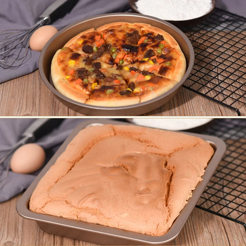 5PCS A Set Bakeware Rose Gold.  Carbon Steel Baking Pizza Pan, Cake Tray, Kitchen Pastry,.