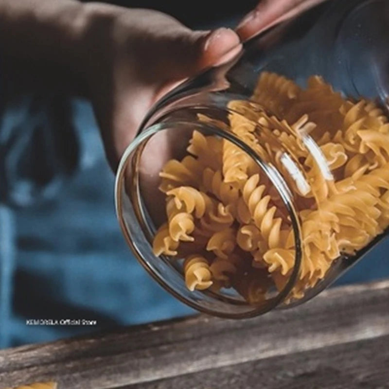 Wooden Lid Glass Airtight Food Storage Bottle Jars.