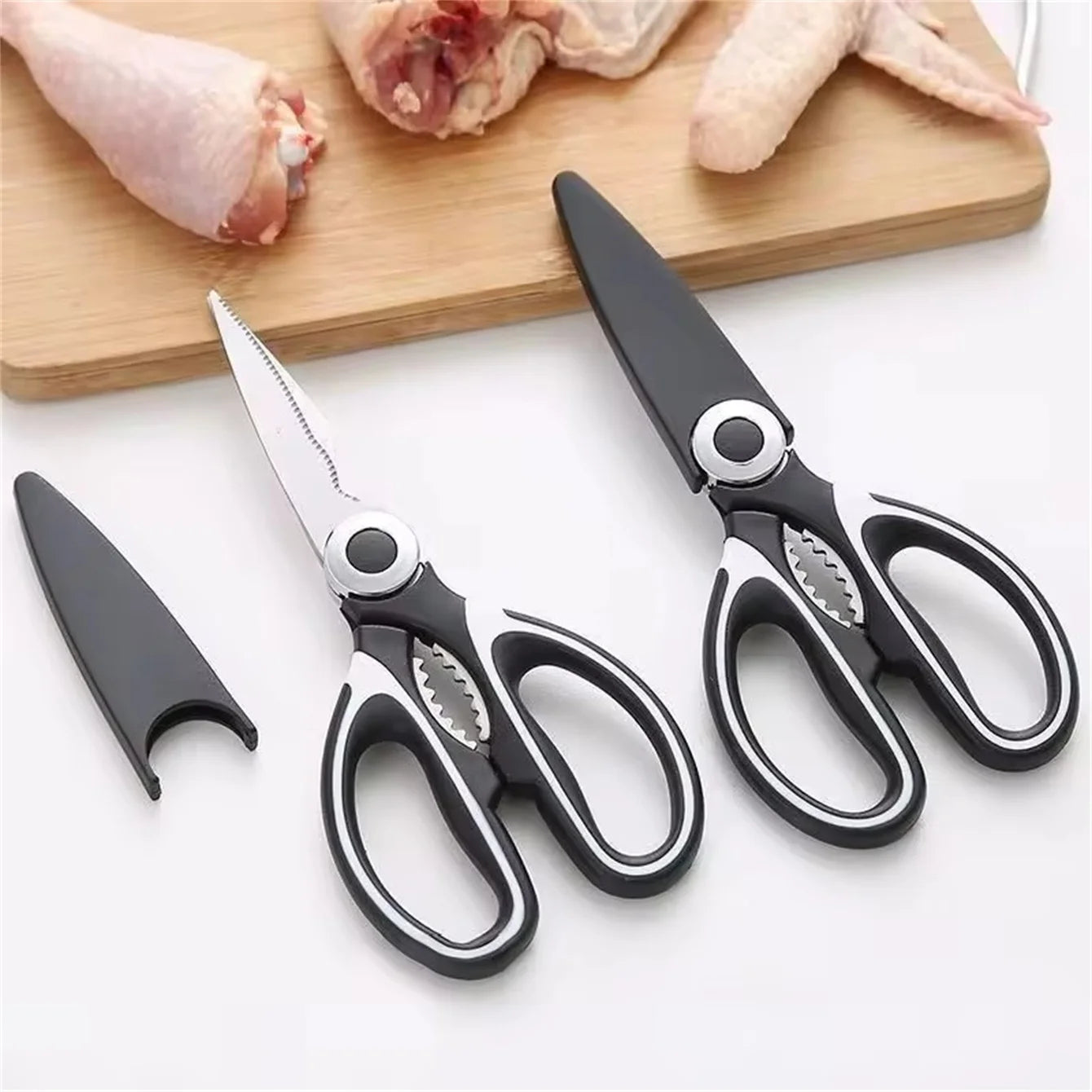 Kitchen Scissors Are Heavy-Duty Stainless Steel Food Grade, Used For Cutting Meat, Fish, And Poultry. They Are Multifunctional