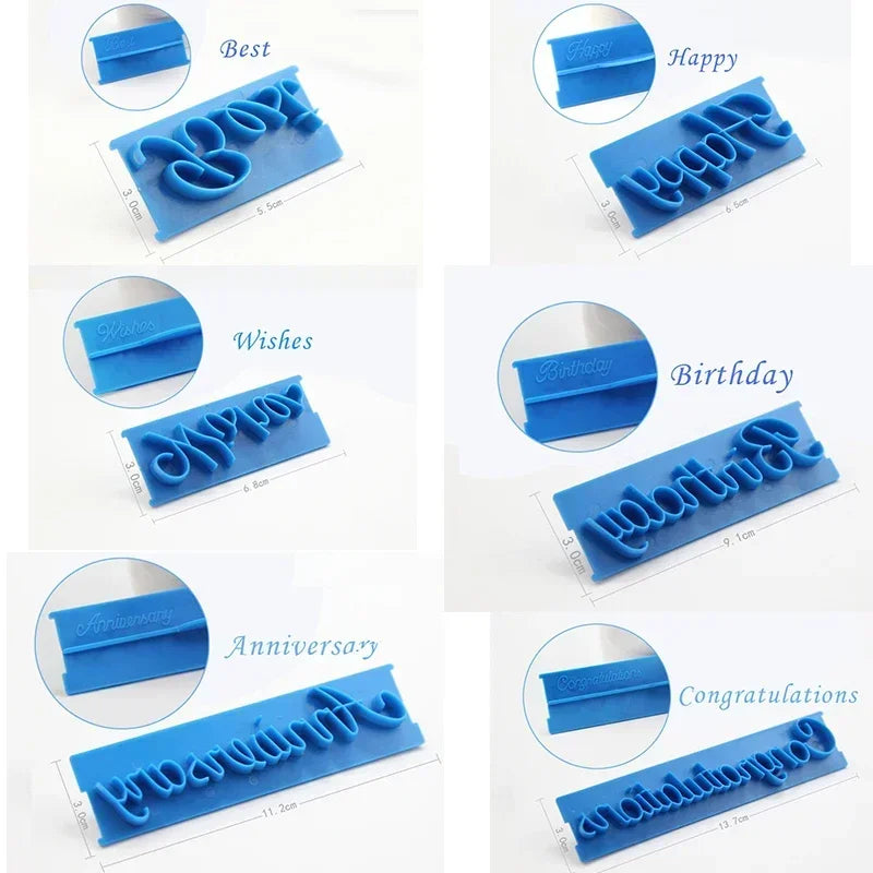 1 Six Pcs. Set Cake Baking Molds, Cookie Press Stamp. Embosser Cutter Fondant Mold. Cake Decorating.