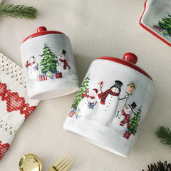 600/1150ml Sealed Ceramic Jar Nordic Christmas Snowman Storage Jar Grain Nut Snacks Candy Coffee Bean Storage Jar Christmas Gift