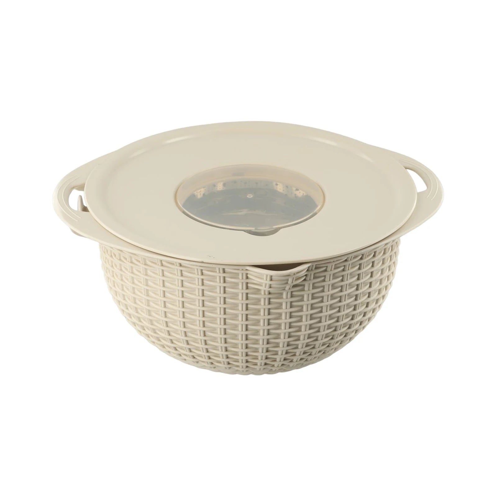 4 IN 1 Stainless Steel Colander With Mixing Bowl Set Multifunctional Double Layer Rotatable Salad Spinner.