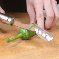 Stainless Steel Pepper Corer, Knife, Cucumber, Chili, Vegetable, Fruit Fast Seed Remover .