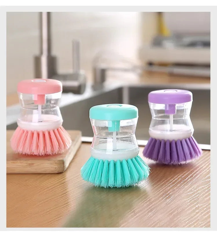 Washing Brush For Utensils, Pots, Pan And Dishes With Liquid Soap Dispenser.