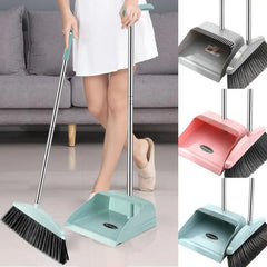 Broom And Dustpan Set For Home - Dust Pans With Long Handle | Outdoor Indoor For Home Kitchen Room.