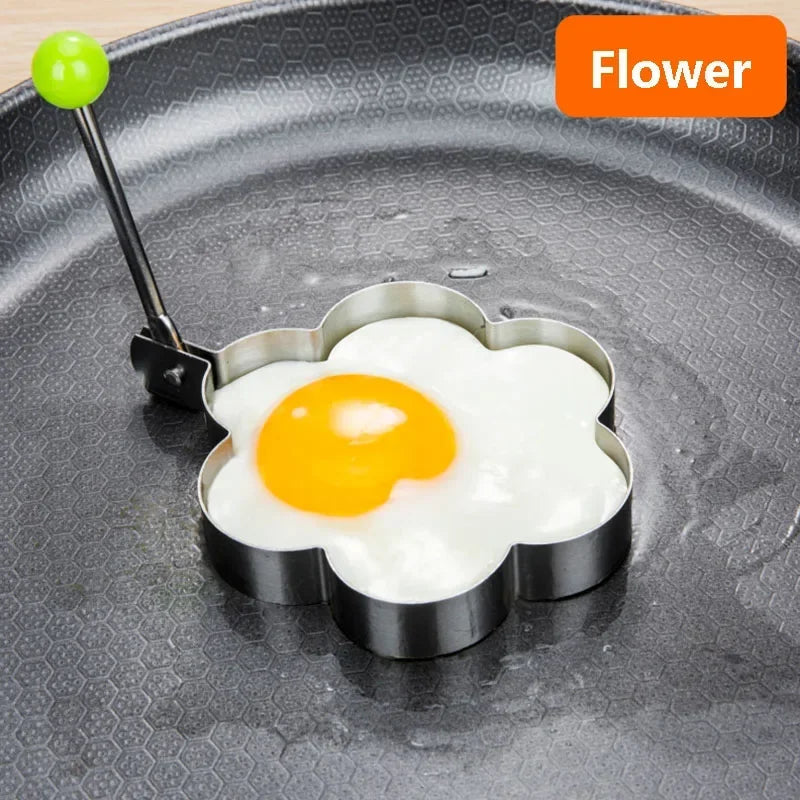 5 Pcs. Stainless Steel 5 Style Fried Egg Pancake Shaper, Omelet Frying Mold.