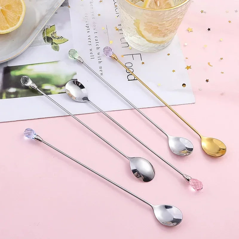 4pcs Exquisite Crystal Teaspoon for Ice Cream, Dessert, Coffee or Cocktail.