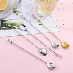 4pcs Exquisite Crystal Teaspoon for Ice Cream, Dessert, Coffee or Cocktail.