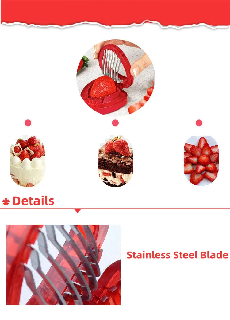 Strawberry Slicer Corer Strawberries Huller Leaf Stem Remover Fruits Cleaning and Cutter.