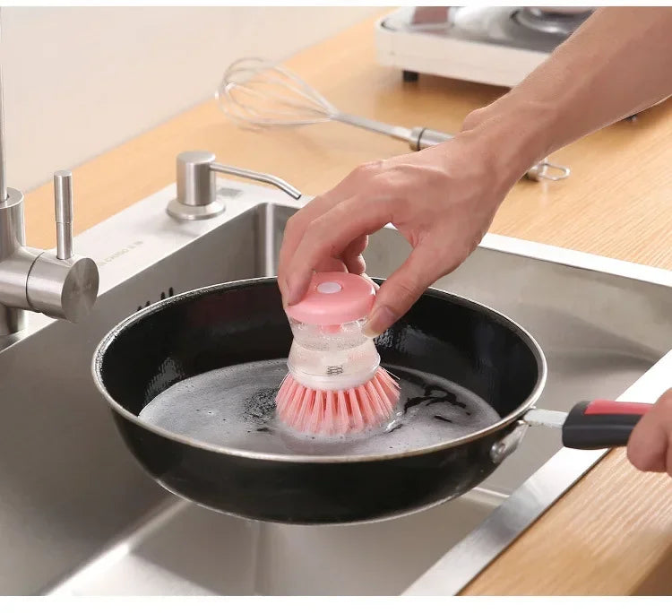 Washing Brush For Utensils, Pots, Pan And Dishes With Liquid Soap Dispenser.