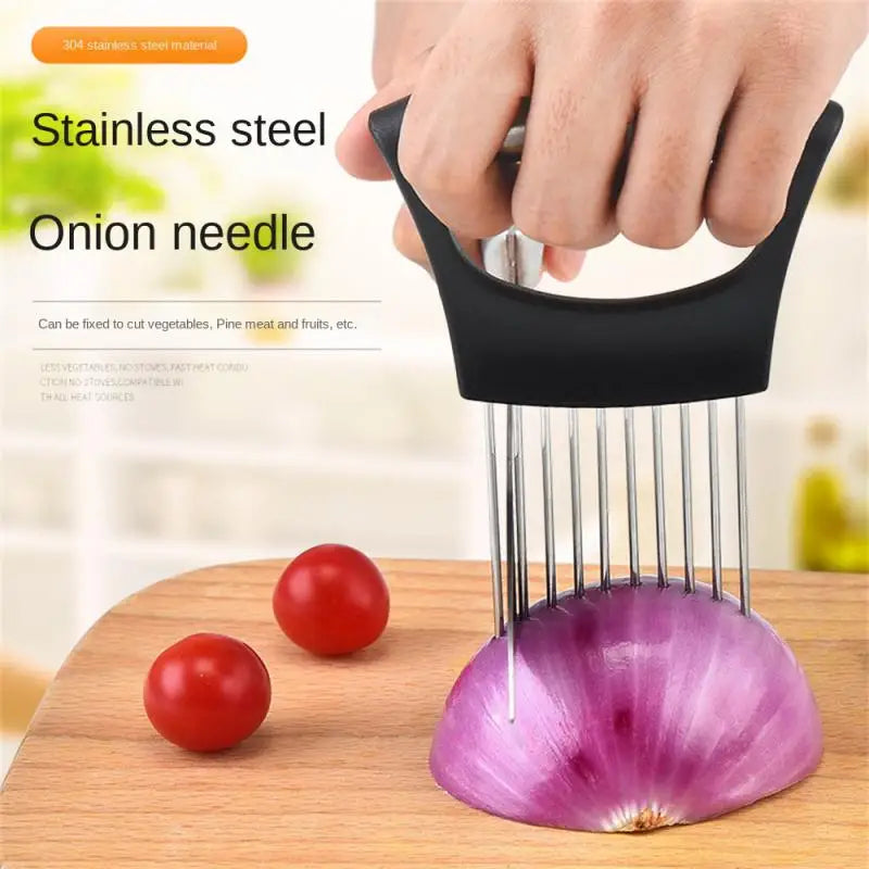 Creative Onion Fork Slicer Stainless Steel Loose Meat Needle Tomato Potato Vegetables Fruit Cutter Safe.