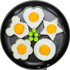 5 Pcs. Stainless Steel 5 Style Fried Egg Pancake Shaper, Omelet Frying Mold.