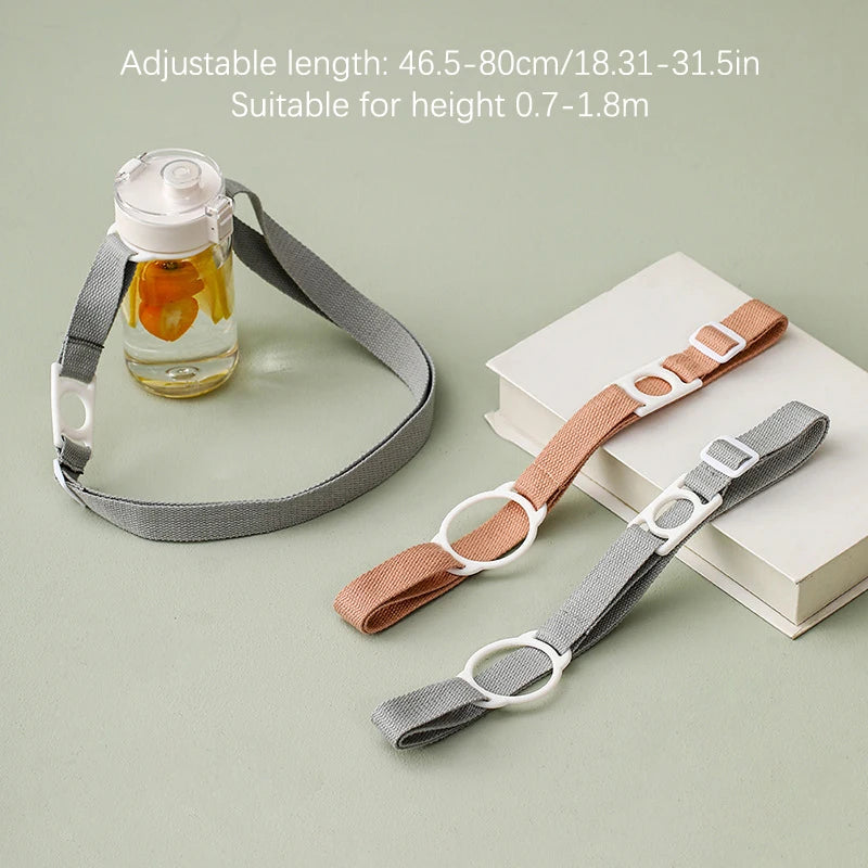 Adjustable Water Bottle Holder Strap DIY Cup Shoulder Strap Portable Kettle Buckle Lanyard For Camping Picnic and Travel.