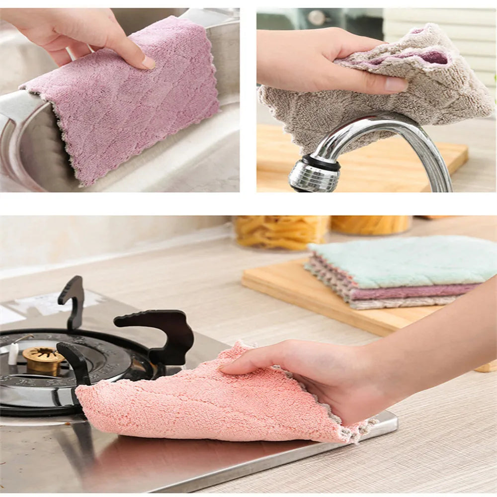 10pcs Microfiber Towel Absorbent Kitchen Cleaning Cloth. Household Cleaning Towel.