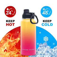 32oz stainless steel water bottle with large capacity to keep hot and cold, suitable for travel and sports, strong vacuum flasks