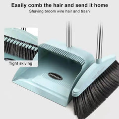 Broom And Dustpan Set For Home - Dust Pans With Long Handle | Outdoor Indoor For Home Kitchen Room.