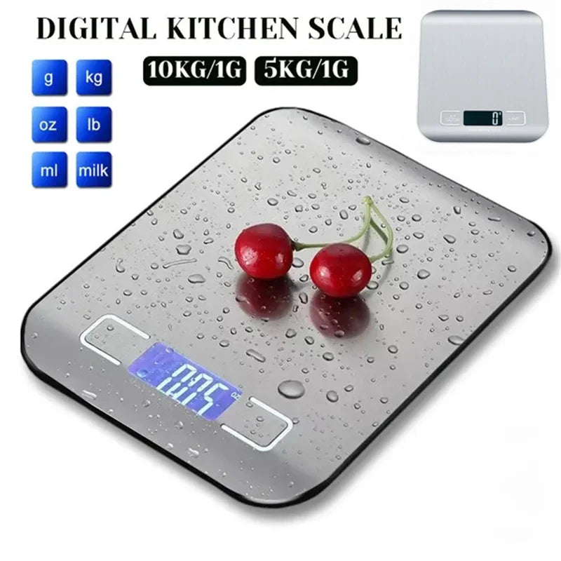 5kg - 11Lb / 10kg - 22Lb Precise Small And Portable Stainless Steel Digital Kitchen Panel Scale, USB Charging Multifunction LCD Display.