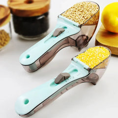 1 Set,  2Pcs Adjustable Measuring Spoon With Scale.