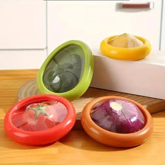 4pc Reusable Retractable Film Fruit And Vegetable Preserver Container.