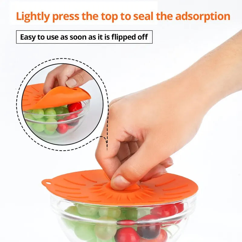 5pcs Silicone Food Fresh Cover Universal Microwave Bowl Cover Reusable Easy Vacuum Seal. Stretch Pot Caps.