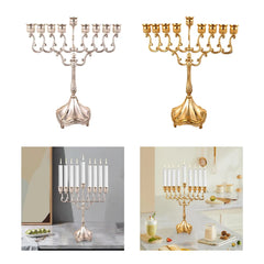 9 Branches Candle Holder Tabletop Candelabrum Candle Stands Hanukkah Menorah for Christmas Party Wedding Home Decor Gift