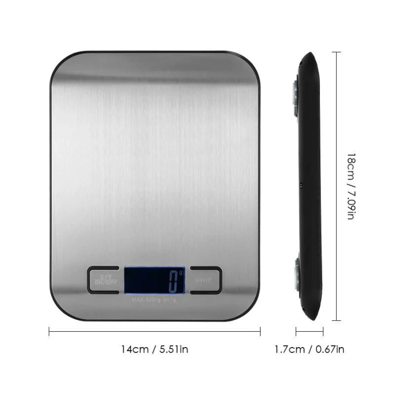 5kg - 11Lb / 10kg - 22Lb Precise Small And Portable Stainless Steel Digital Kitchen Panel Scale, USB Charging Multifunction LCD Display.