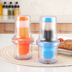 Silicone with Cover Oil Brush, Safe and Durable Anti-scalding Oil Bottle, Portable Barbecue Party Sauce Brushes.