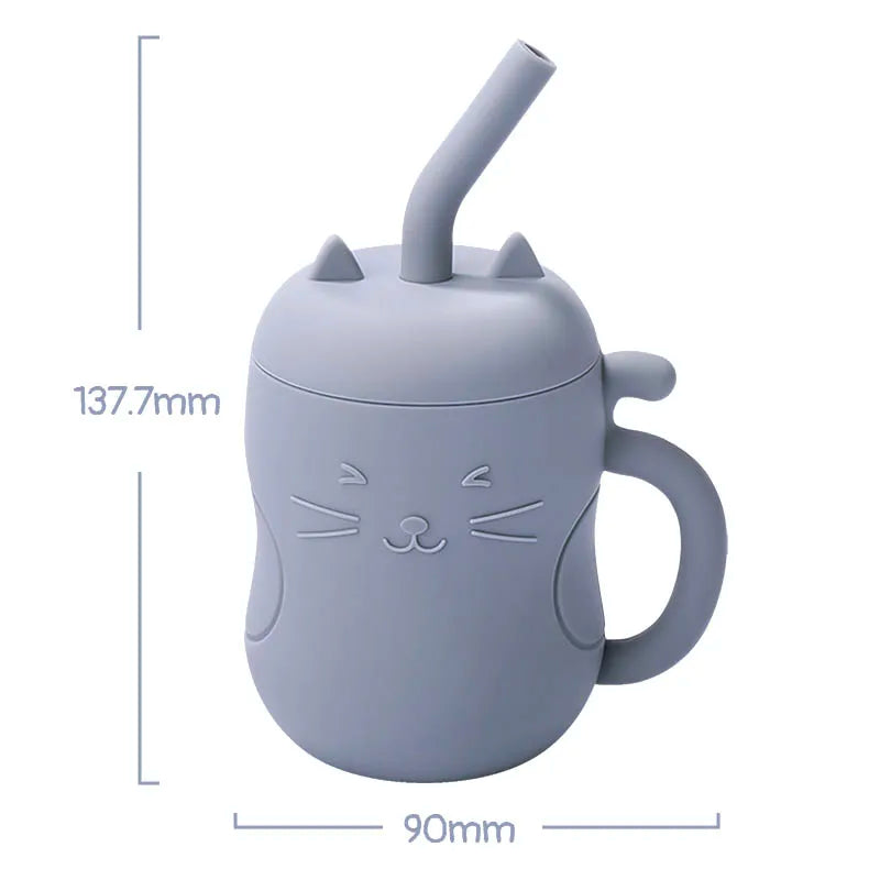 Baby Silicone Straw Cup BPA Free Portable Storage Snack Container Feeding Cup Kids Leak proof Learning Drink Cup