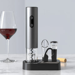 Electric Wine Opener Set Automatic Corkscrew With Foil Cutter One-click Button Battery Operated Bottle Opener.