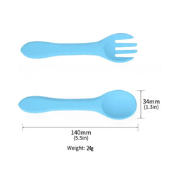 Food-grade Silicone Baby Products Baby Eating Spoon and Fork Set. Training Tableware.