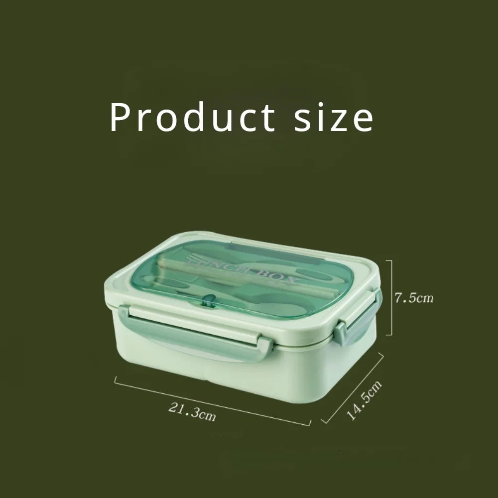 Lunch Box with Tableware for Office Workers Square Divided Microwave Oven Bento Box Leak proof Food Container for Picnic Camping.