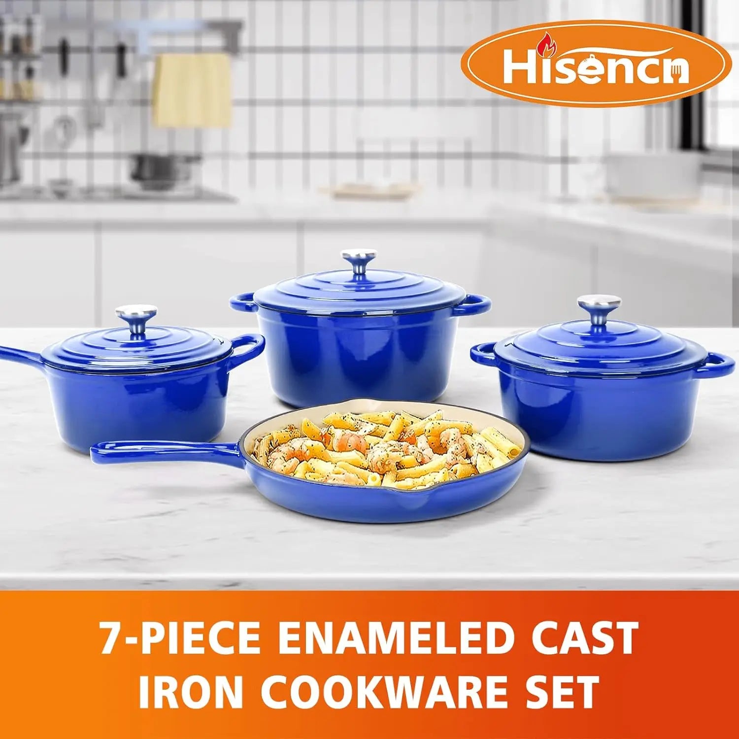 Enameled Cast Iron Cookware 7 Piece Set of Dutch Ovens Sauce Pan Skillet 3  Dutch Oven  Ceramic Nonstick Coated