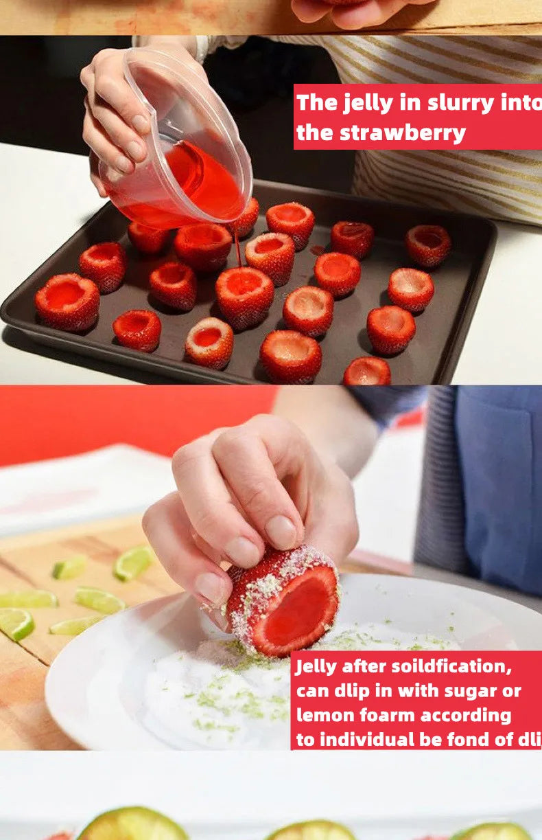 Strawberry Slicer Corer Strawberries Huller Leaf Stem Remover Fruits Cleaning and Cutter.