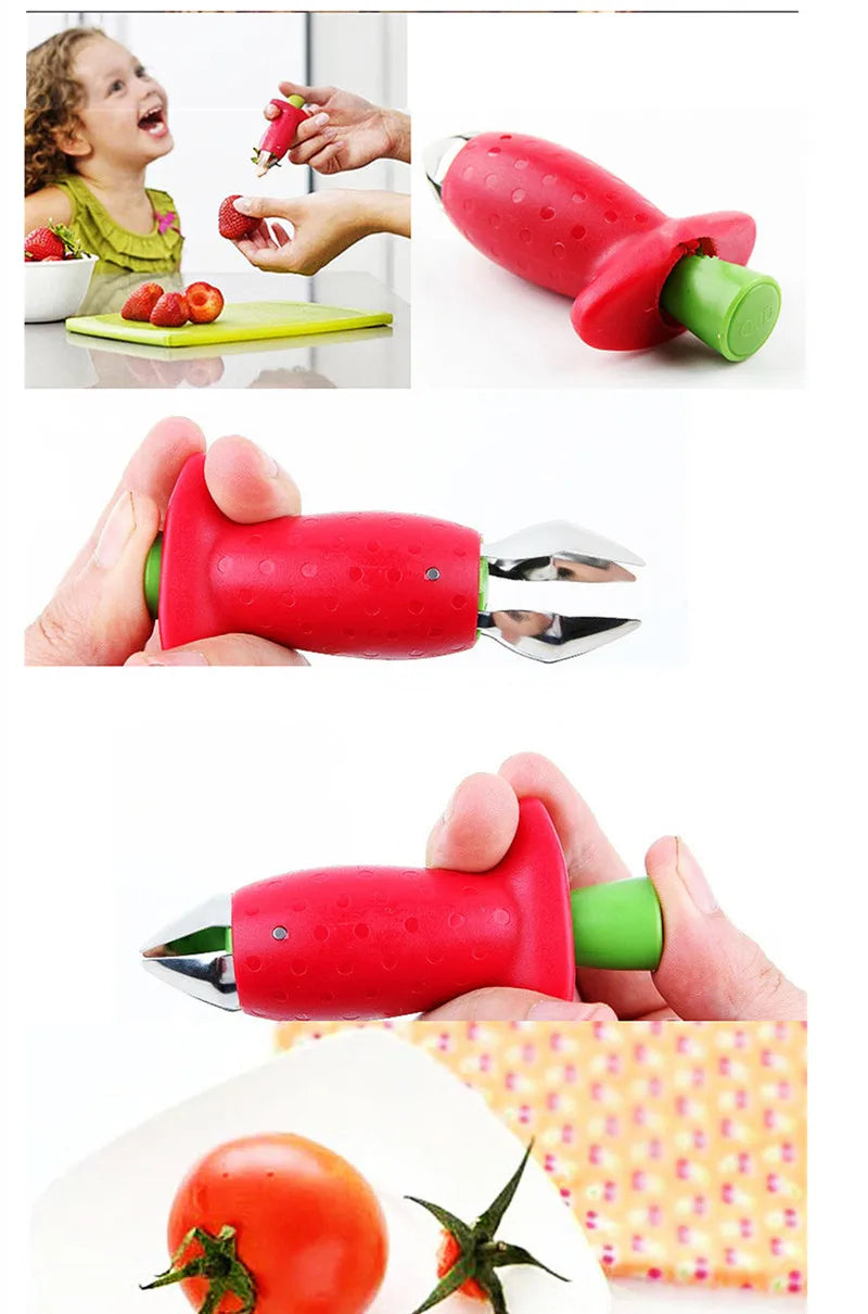 Strawberry Slicer Corer Strawberries Huller Leaf Stem Remover Fruits Cleaning and Cutter.