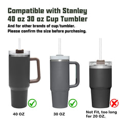 Replacement Straw Compatible with Stanley 20 oz 30 oz 40 oz Cup Tumbler, 6 Pack Reusable Straws with Cleaning Brush