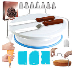 Ultimate Cake Decorating Set - 35PCs Turntable, Leveler, Icing Tips &amp; More | Non-Slip Base | Beginner's Guide Included