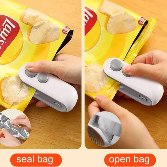 1PC Sealing Machine Rechargable 2 In 1 Bag Heat Sealer, Storage Bag Plastic Package Snack Sealer,  Handheld Heat Sealer For Food