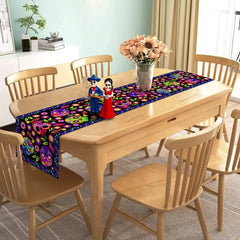 Mexican Day of The Dead Linen Table Runner Holiday Party Decor Sugar Skull Dia De Los Muertos Dining Table Runner Home Decor