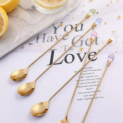 4pcs Exquisite Crystal Teaspoon for Ice Cream, Dessert, Coffee or Cocktail.