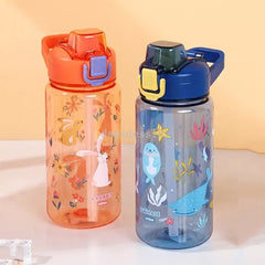 600Ml - 20.29Oz Kids Sippy Cup, Water Bottles, Creative Cartoon Drinking With Straws And Lids Spill Proof. Portable. Toddlers Beverage Cups